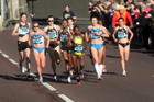 The early leaders 210 Magdalene Mukunzi and Jo Pavey in the 2008 BUPA Great North Run